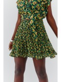 Chiffon mini skirt with flowers, black and yellow 04005 - Online store - Boutique